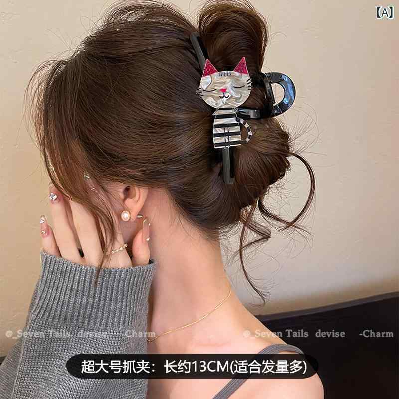 ヘアクリップ レディース 猫 髪留め 髪飾り ヘアアクセサリー シャーククリップ バレッタ ヘアピン ...