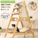 キャットタワー 木製 爪研ぎ おもちゃ付き 天然サイザル 組み立て式 三角形の安定したサポート 多機能 猫タワー 3in1 小型キャットタワー 省スペース 運動...