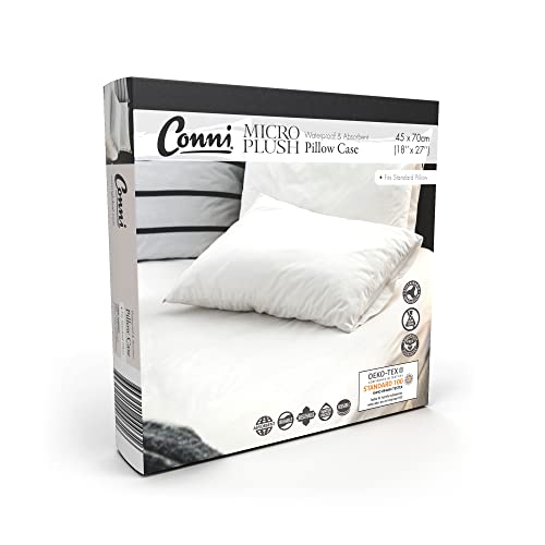 Conni マイクロ-プラッシュ 枕カバー 45x70cm 吸水性 防水性に優れピローケース - ホワイト Conni Micro Plush Pillow Case White