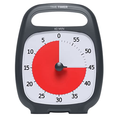 タイムタイマー(TIME TIMER) 勉強タイマー60分 プラス ハンドル付き チャコールグレイ 学習アラーム TTP7-W