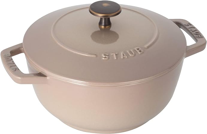 鋳物ホーロー鍋 staub ストウブ 「 ワナベ リネン M 18cm ヴィンテージノブ仕様 」 両手 鋳物 ホーロー 鍋 炊飯 2合 IH対応 シリアルナンバー付き日本正規販売品 Wa-NABE 40501-014