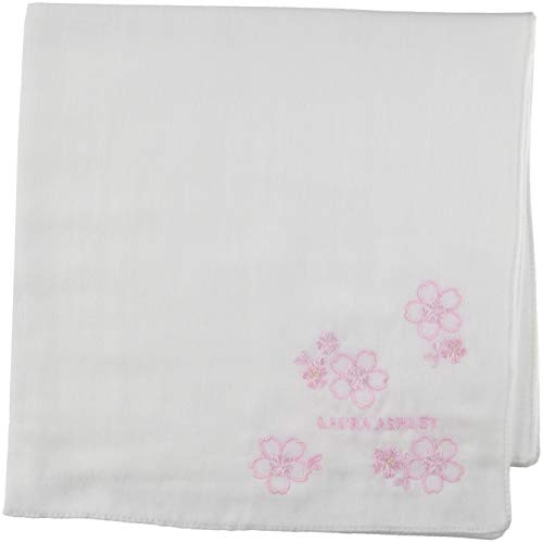ローラ アシュレイ レディース サクラ柄 さくら sakura ガーゼ ハンカチ 05606012A ホワイト 日本 43cmx43cm (FREE サイズ)