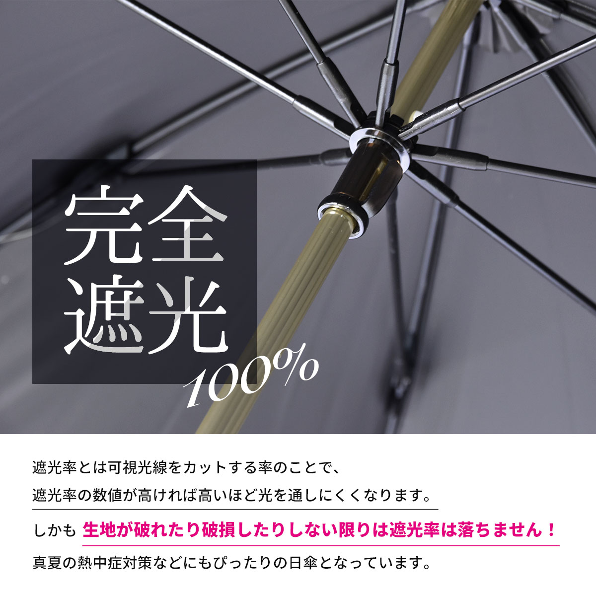 日傘 完全遮光 フリル 大きめ 晴雨兼用 軽量 撥水 バンブー 遮光率100% 遮熱 涼しい かわいい ゴルフ おしゃれ 傘 雨傘 大人 内側 黒 UVカット 親骨55cm