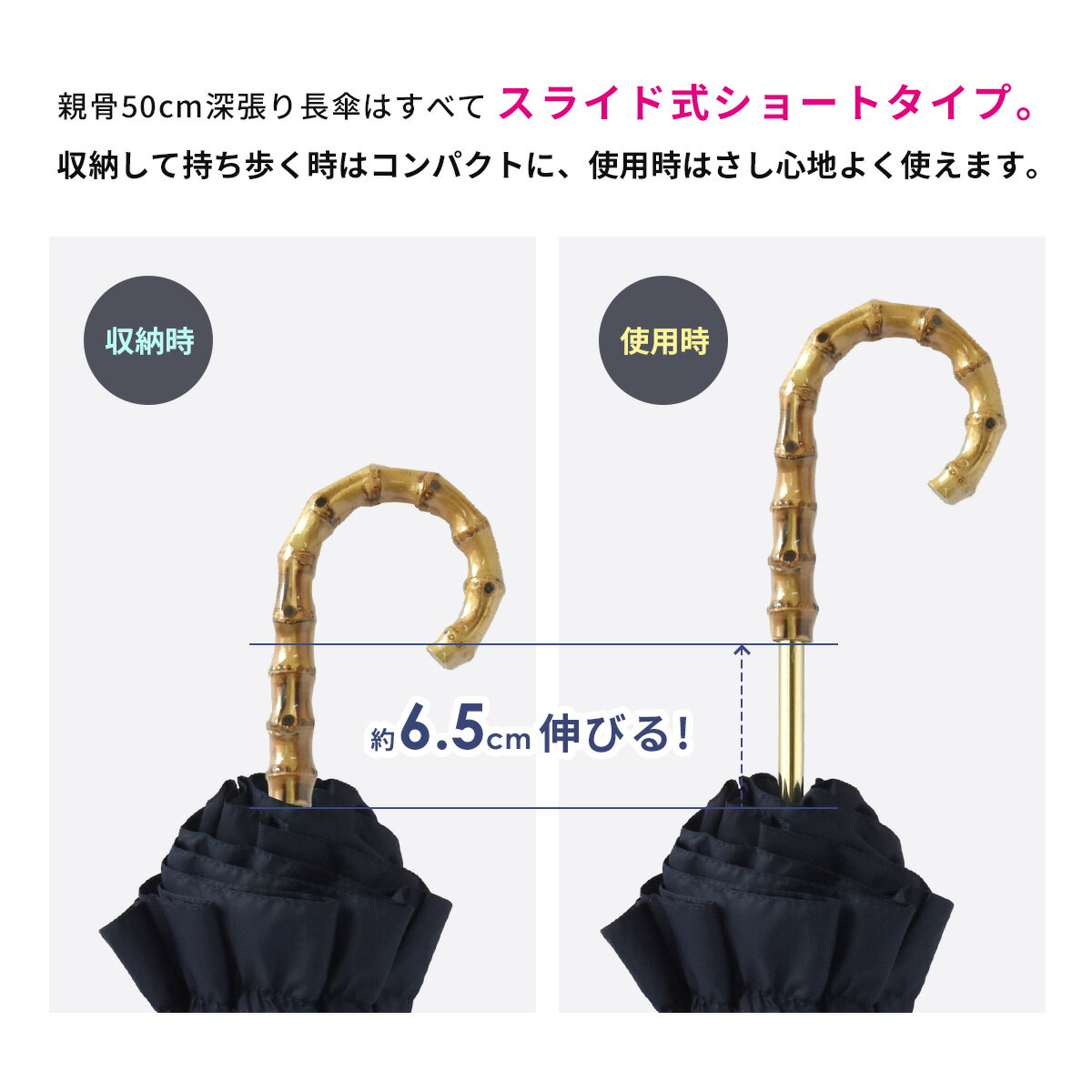 日傘 完全遮光 長傘 フリル 晴雨兼用 軽量 撥水 バンブー 遮光率100% 遮熱 涼しい かわいい ゴルフ おしゃれ 傘 雨傘 大人 内側 黒 UVカット 親骨50cm ドット