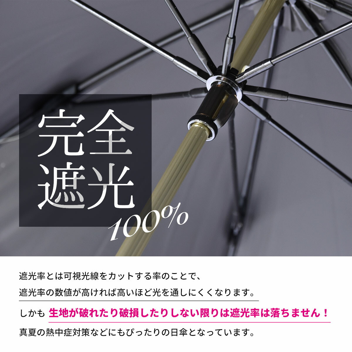 日傘 完全遮光 フリル 大きめ 晴雨兼用 軽量 撥水 バンブー 遮光率100% 遮熱 涼し...