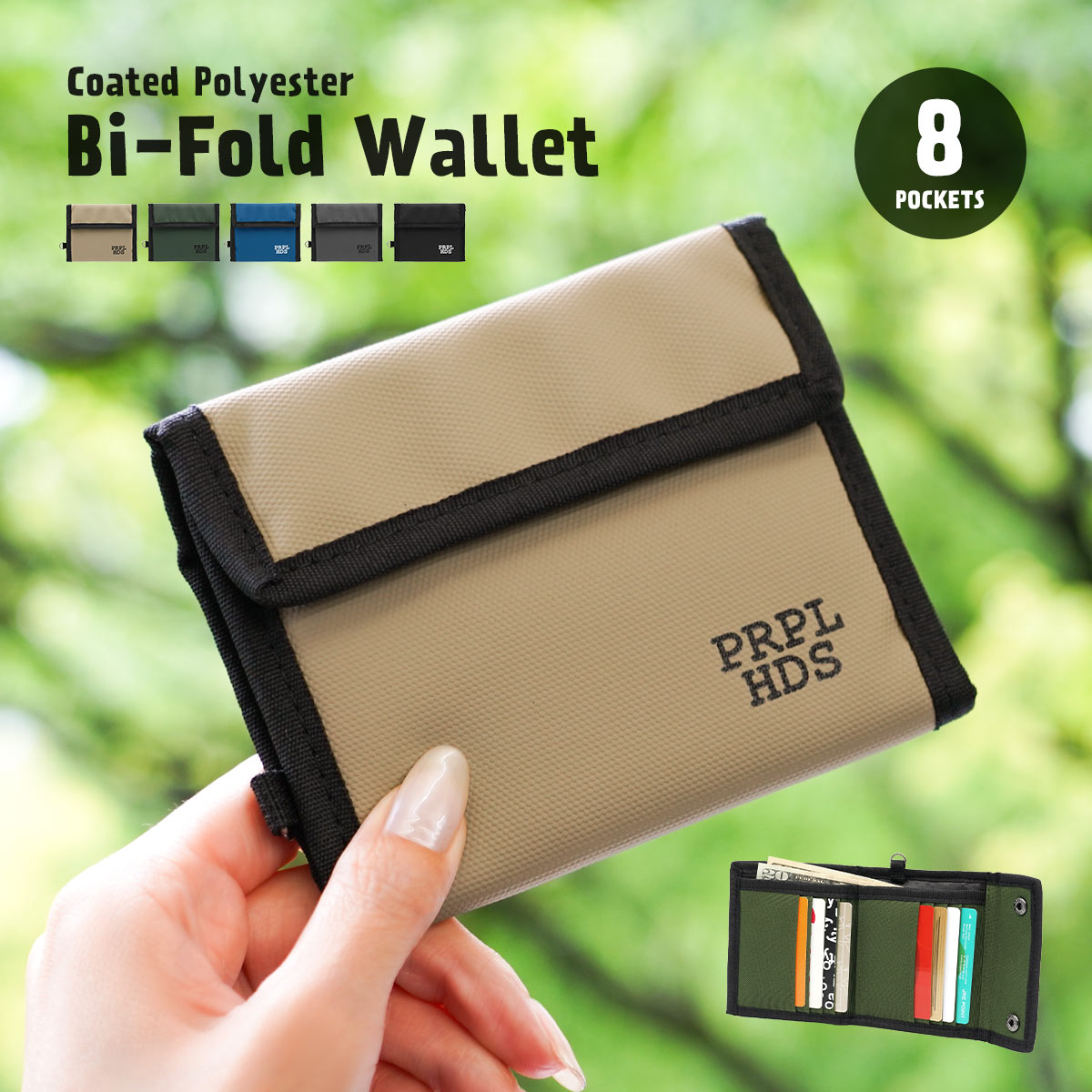 ミニ財布 折り財布 レディース 可愛い おしゃれ 二つ折り Dカン付 スナップボタン ファスナー アウトドア キャンプ 中学生 キッズ