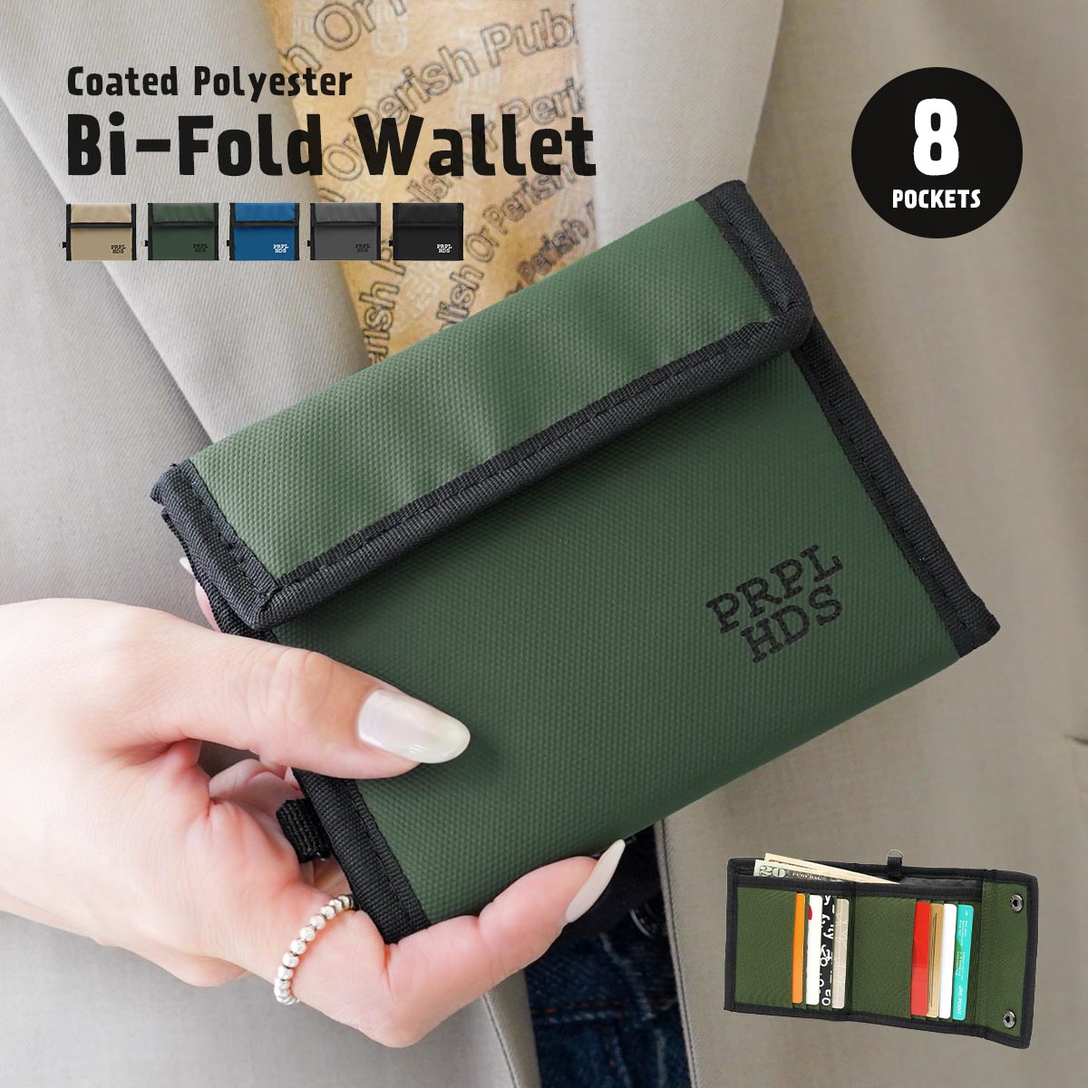 ミニ財布 折り財布 レディース 可愛い おしゃれ 二つ折り Dカン付 スナップボタン ファスナー アウトドア キャンプ 中学生 キッズ