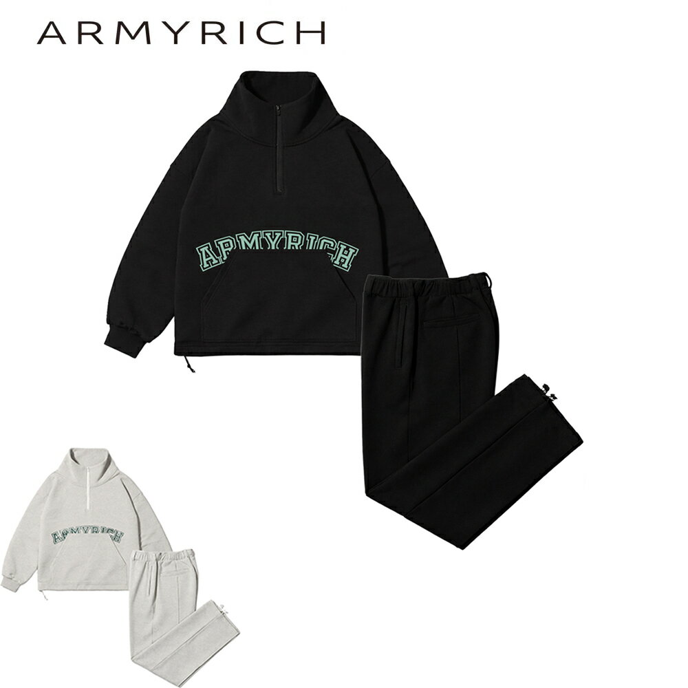 Rakuten - 【11％OFF】★OT ARMYRICH スウェット ハーフジップ セットアップ メンズ 春夏 春服 夏服 上下セット トレーナー ジョガーパンツ ビッグシルエット カレッジロゴ ゴルフウェア スポーツ カジュアル ブラック/グレー ブラック/グレー