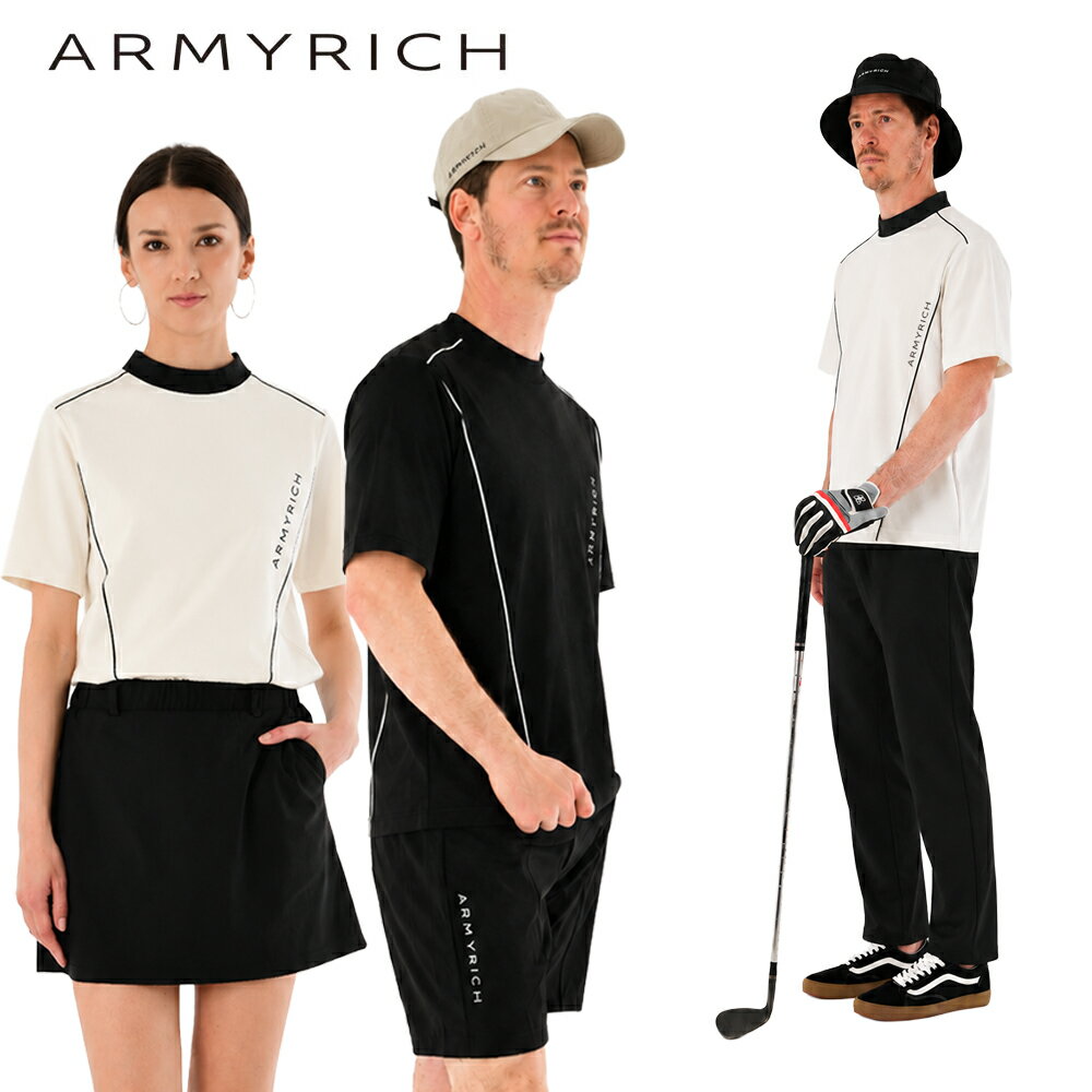 ARMYRICH ワッフルモックネックTシャツ メンズ レディース 夏服 春夏 ゴルフウェア モックネック 半袖 Tシャツ ストレッチ ワッフル 吸汗速乾 接触冷感 スポーツウェア ゴルフ シャツ ユニセックス レディースM/レディースL/M/L/XL/3L