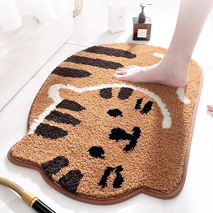 Rakuten - バスマット 足ふきマット 2タイプ選べる かわいい 猫柄 玄関マット 足拭きマット 速乾 吸水 抗菌 ふわふわ 丸洗い 風呂 台所 キッチン