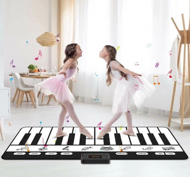 Rakuten - ピアノマット 24鍵盤 10デモ曲 8種類楽器音 録音機能 録音再生機能 ワンキーワンノート機能 ミュージックマット 音楽マット 滑り止め 折