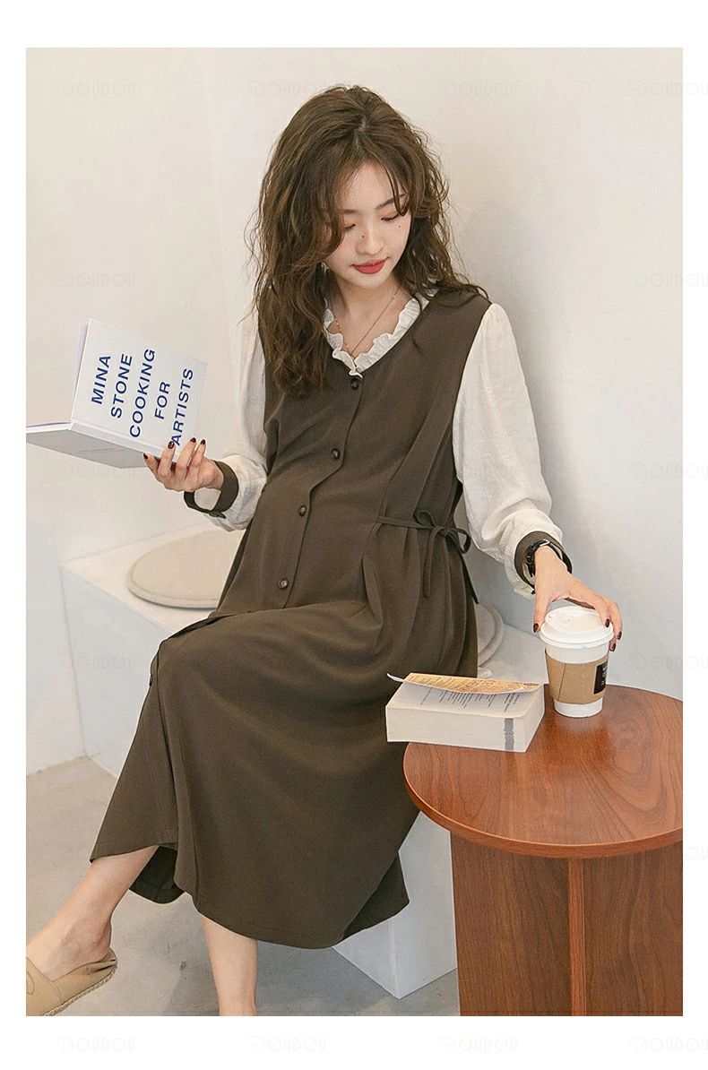 マタニティ ワンピース 秋冬 オフィス 授乳服 ワンピース 秋 冬 体型カバー マタニ...