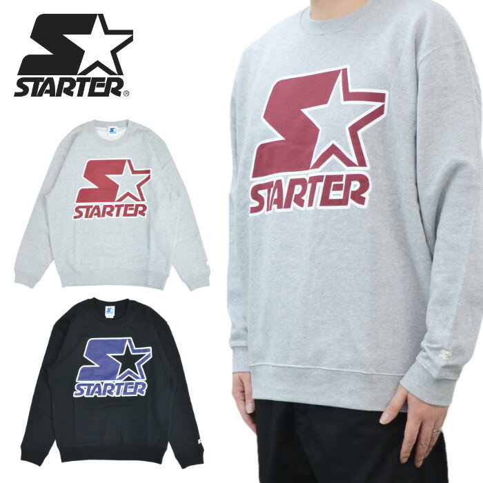 Rakuten - STARTER スターター トレーナー LOGO SWEAT スウェット フリース 長袖 トップス M-XL ブラック グレー X50212J 【バーゲン】