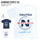 楽天Slow time life【割引クーポン配布中】 DIAMOND SUPPLY Co. ダイヤモンド サプライ × NAUTICA ノーティカ COMPASS TEE 半袖 カットソー トップス メンズ S-XL ネイビー ホワイト C20DMPA401S 【単品購入の場合はネコポス便発送】【バーゲン】