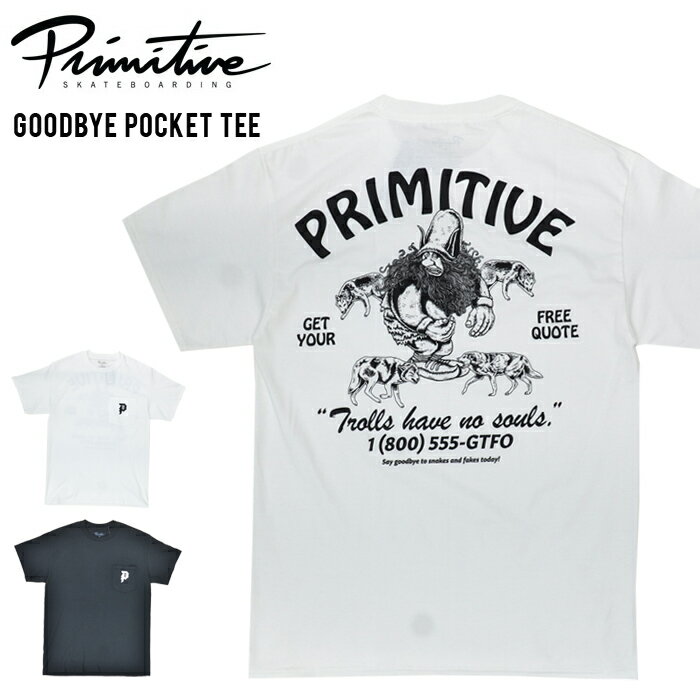 Rakuten - PRIMITIVE プリミティブ Tシャツ GOODBYE POCKET S/S TEE 半袖 カットソー トップス メンズ M-XL ブラック ホワイト 【単品購入の場合はメール便発送】