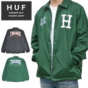 【割引クーポン配布中】 HUF × THRASHER ハフ × スラッシャー ジャケット SPLIT COACHES JACKET ナイロンジャケット コーチジャケット アウター ブルゾン メンズ M-XL ブラック グリーン JK00385