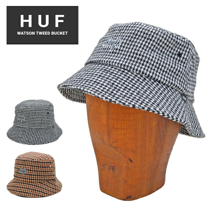 Rakuten - HUF ハフ ハット WATSON TWEED BUCKET HAT CAP バケットハット キャップ 帽子 ブラック ブラウン S/M L/XL HT00669 【メール便発送で送料無料】【バーゲン】