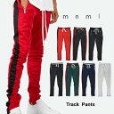 【割引クーポン配布中】 mnml ミニマル TRACK PANTS トラックパンツ ジャージ ラインパンツ スリム テーパード スキニー 裾ジップ ボトムス