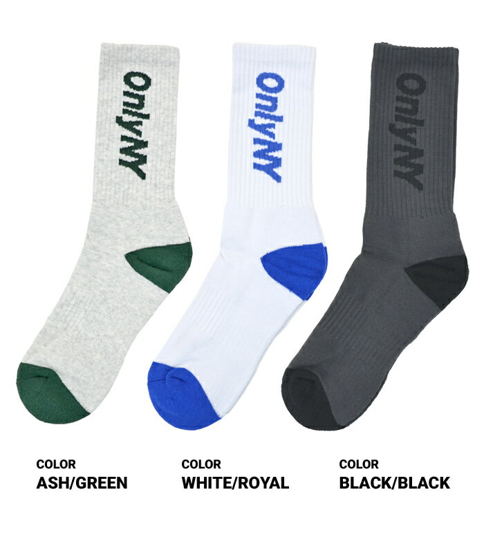 【割引クーポン配布中】ONLYNYオンリーニューヨークソックスCORELOGOSOCKS靴下メンズスケートソックスクルーソックスチューブソックス【ネコポス便発送で送料無料】