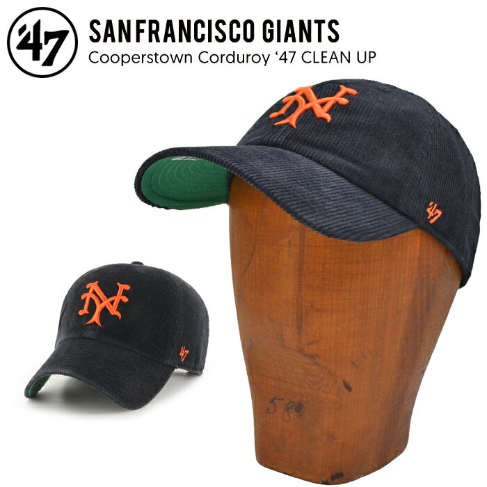 '47 (フォーティーセブン) キャップ GIANTS COOPERSTOWN CORDUROY '47 CLEAN UP CAP クリーンナップ キャップ 帽子 サンフランシスコ・ジャイアンツ 日本正規代理店商品 47brandの人気アイテムCLEAN UPから新商品が入荷 フロントにチームロゴ刺繍を配置 サイドに47の刺繍 ボディにはウォッシュ加工が施されたコーデュロイ素材を使用 47定番シルエットの一つでカーブしたつばが特徴的なクラシックスタイル 男女共に人気の6パネルキャップ サイズ（平置cm） ONESIZE (大人フリー 約55cm〜61cm) 素材/100% コットン 生産国/CHINA 状態/新品■ ブランド説明 47 BRAND / フォーティセブンブランド 47Brandは、アメリカ・ボストン発祥で、メジャーリーグ・ベースボール（MLB）公認ライセンスブランド。 現在では、アメリカ4大プロスポーツリーグ(MLB,NFL,NBA, NHL)とパートナー契約を結ぶなど成長を続けております。 ■ アイテム説明 COOPERSTOWN CORDUROY '47 CLEAN UP CAP 47brandの人気アイテムCLEAN UPから新商品が入荷 フロントにチームロゴ刺繍を配置 サイドに47の刺繍 ボディにはウォッシュ加工が施されたコーデュロイ素材を使用 47定番シルエットの一つでカーブしたつばが特徴的なクラシックスタイル 男女共に人気の6パネルキャップ アイテム：COOPERSTOWN CORDUROY '47 CLEAN UP CAP 生産国：CHINA 素材：100% コットン カラー：ブラック (サンフランシスコ・ジャイアンツ) 状態：新品 ※商品によっては紙タグ、プライスタグなどが取れてしまっている商品もございます。 ※お客様のPCモニターによって、実際の商品の色合いと異なって見える場合がございます 予めご了承くださいませ。 ■ サイズ サイズ ONESIZE(大人フリー 約55cm〜61cm) ※ 当店平置きにて採寸しております為、多少の誤差はご了承くださいませ。