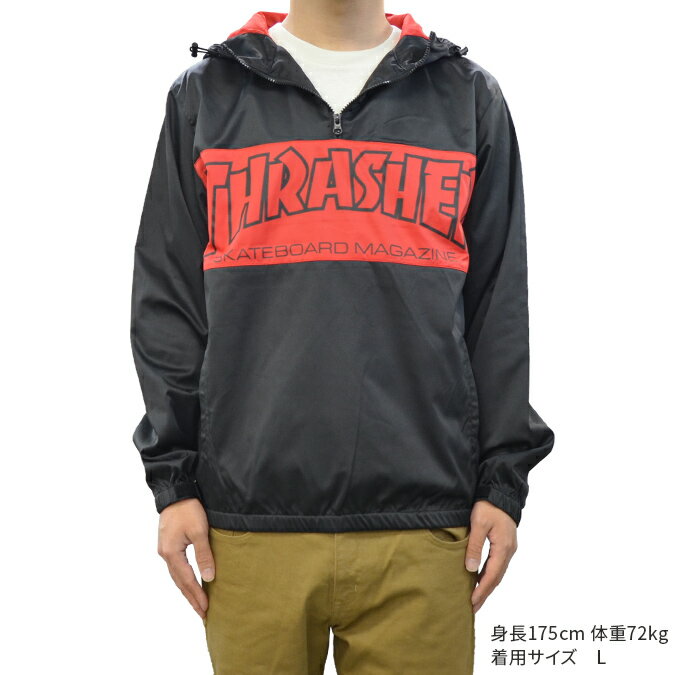 【割引クーポン配布中】 THRASHER スラッシャー ジャケット MAG ANORAK PARKA JACKET アノラックジャケット ナイロンジャケット マウンテンパーカー アウター メンズ M-XL ブラック TH5160 【バーゲン】
