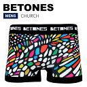 BETONES (ビトーンズ) ボクサーパンツ アンダーウェア CHURCH WHITE UNDERWEAR 下着 日本正規代理店商品 サイズ（平置cm） フリーサイズ(推奨サイズ)　74〜86cm(29インチ〜34インチ) ※多少の誤差はご了承ください。 ハンドメイドのステンドグラスアートとタイルアートをMIX! カラフルで洗練されたデザイン! 驚くほど伸びる伸縮性のある生地を使用。 シームレス(縫い目の無い製法)や吸水速乾性や耐久性にも優れた快適な履き心地。 ※取扱い商品の性質上ご試着の有無に関わらず、 ご返品及び交換はお受けできませんので、あらかじめご了承ください。 素材/65% ポリエステル、25% ナイロン、10% ポリウレタン 状態/新品■ ブランド説明 BETONES / ビトーンズ 日本発のみんなが笑顔になる新感覚アンダーウェアブランド。 様々なジャンルのデザインを手掛けるデザイナー達が集結し完成したデザイン。 他には無い独自の世界観とラインナップが魅力です。 ■ アイテム説明 CHURCH WHITE ハンドメイドのステンドグラスアートとタイルアートをMIX! カラフルで洗練されたデザイン! 驚くほど伸びる伸縮性のある生地を使用。 シームレス(縫い目の無い製法)や吸水速乾性や耐久性にも優れた快適な履き心地。 ※取扱い商品の性質上ご試着の有無に関わらず、 ご返品及び交換はお受けできませんので、あらかじめご了承ください。 アイテム：CHURCH WHITE 素材：65% ポリエステル、25% ナイロン、10% ポリウレタン 生産国：CHINA カラー：ホワイト(マルチ) 状態：新品 ※商品によっては紙タグ、プライスタグなどが取れてしまっている商品もございます。 ※お客様のPCモニターによって、実際の商品の色合いと異なって見える場合がございます。 予めご了承くださいませ。 ■ サイズ サイズ フリーサイズ(推奨サイズ) ウエスト 74〜86cm(29インチ〜34インチ) ※ メーカーサイトのサイズ表記を記載の為、多少の誤差はご了承くださいませ。