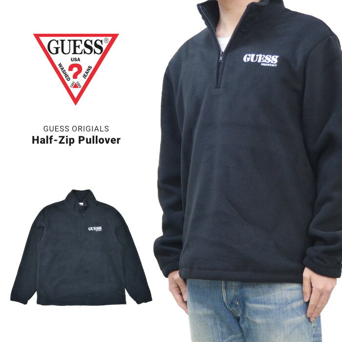 楽天Slow time life【割引クーポン配布中】 GUESS ゲス フリース HALF-ZIP PULLOVER FLEECE スウェット ハーフジップ プルオーバー トップス メンズ M-XL ブラック 'M1RQ05KAWV2 【バーゲン】