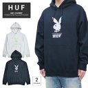 【割引クーポン配布中】 HUF × PLAYBOY ハフ × プレイボーイ パーカー RHINESTONE P/O HOODIE フリース スウェット メンズ M-XL ブラック グレー PF00508