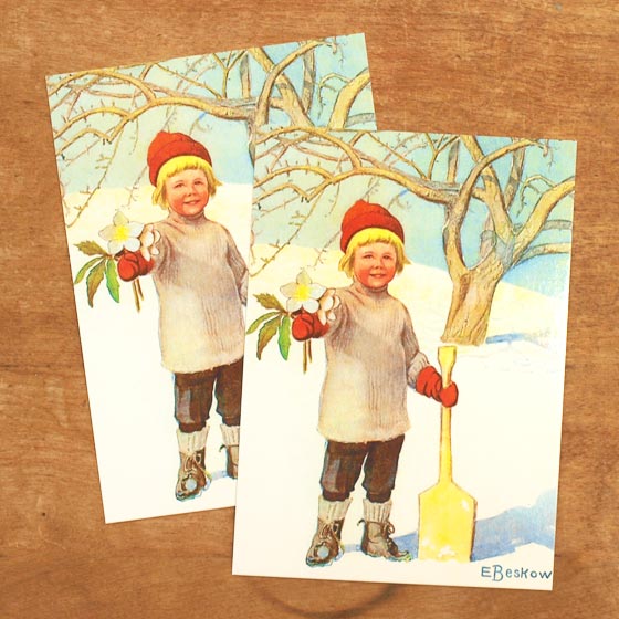 エルサベスコフ ポストカード 2枚セット クリスマスローズ少年 