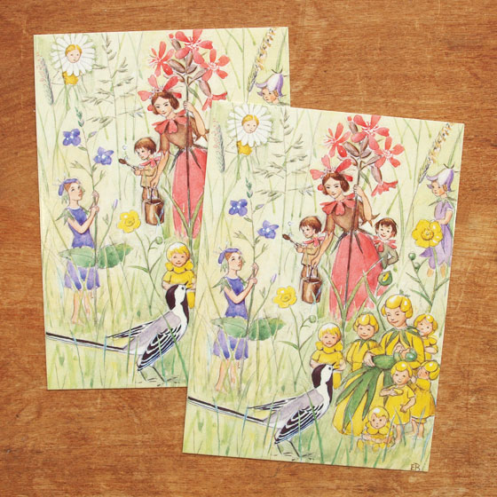 エルサベスコフ ポストカード 2枚セット リーサの庭 お花たちと鳥 