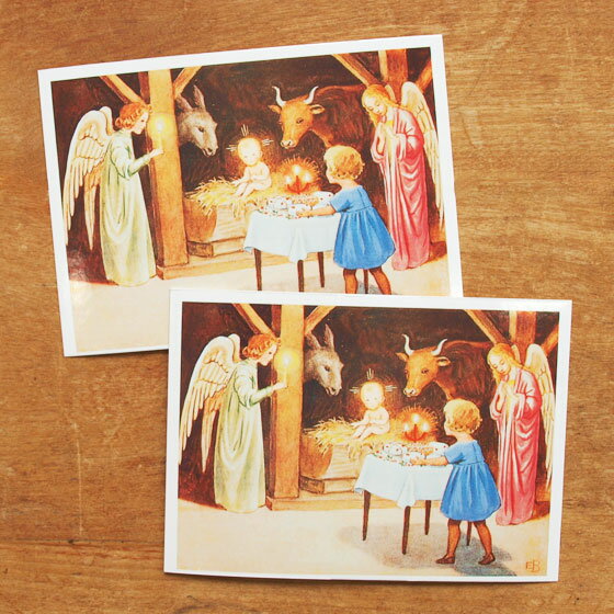 エルサベスコフ ポストカード 2枚セット ご降誕 【絵本作家 北欧 かわいい イラスト おしゃれ】 【メー..