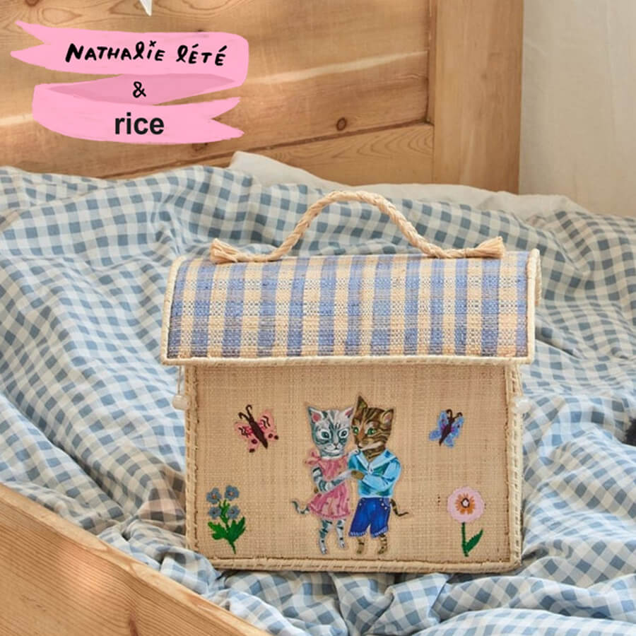 デンマーク rice ライス × ナタリーレテ ラフィアバッグ 【Nathalie Lete 収納 ボックス 子供部屋 おもちゃ箱 かわいい おしゃれ 小物入れ】