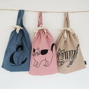 松尾ミユキ 刺繍入り 巾着 バッグ L 【ポーチ 猫 キャット かわいい レディース 女の子 男の子 入園 入学 保育園 体操服 バッグ 収納】 【メール便対象...