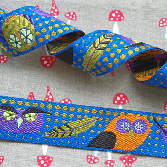 チロリアンテープ 手芸 チロルテープ リボン 女の子 男の子 入園 入学 かわいい Totalitat トタリタット 刺繍リボン 夜のふくろう【メール便対象品】