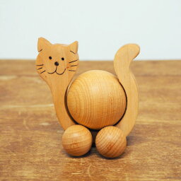 オブジェ 木製 置物 北欧 ネコ 猫 かわいい おしゃれ 飾り おもちゃ 知育玩具 ドイツ Waldfabrik ヴァルトファブリック 木製ホイールトイ キャット M