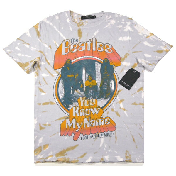 JUNK FOOD【力作★海外限定★You Know My Name★タイダイ*ダメージ加工】The Beatles 半袖 Tシャツ【ライトブルー/オレンジ/ホワイト】新品 ジャンクフード メンズ ビートルズ ユーノウマイネーム Let It Be レットイットビー レノン=マッカートニー【NEW YORK買い付け】