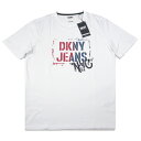 DKNY JEANS【ラフにスタンプで押したような2色ロゴ】半袖 Tシャツ【ホワイト 白】新品 ダナキャラン ニューヨークジーンズ メンズ ロゴT Calvin Klein カルバンクライン GUESS ゲス Armani Exchange アルマーニエクスチェンジ ヒップホップ ダンス HIP HOP 【NEW YORK買付】