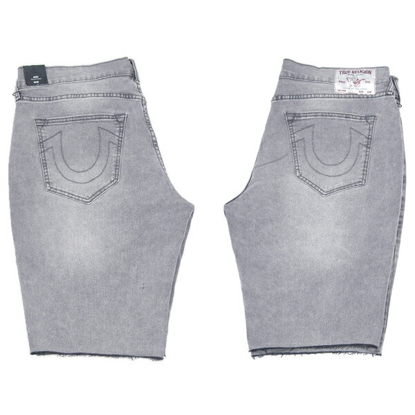 TRUE RELIGION【訳あり★海外限定★RICKY★Relaxed Straight★同色ステッチ】デニム ショーツ【ライトウォッシュ 淡黒】新品 トゥルーレリジョン メンズ ジーンズ ハーフパンツ 短パン セレブ ローライズ カットオフ DIESEL Y2K ヒップホップ 2000s HIP HOP【NEW YORK買付】