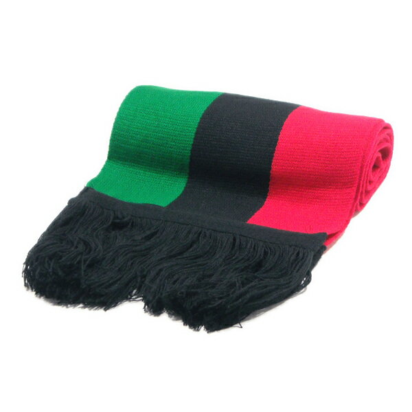 NO BRAND【アフリカ3色旗のストライプ★新旧ブラックミュージックに対応】ニット マフラー【グリーン/ブラック/レッド】新品 ノーブラン..