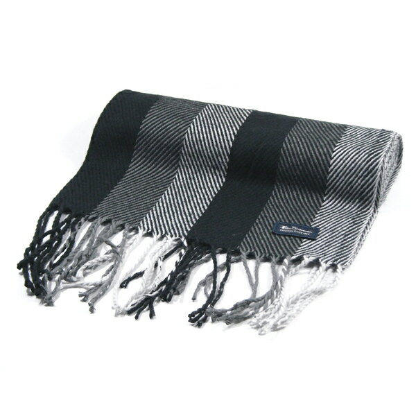 Ben Sherman【海外限定★斜線を矢羽根のように組み合わせ】ストライプ ストール【ホワイト/グレー/ブラ..