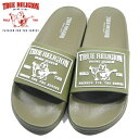 TRUE RELIGION【海外限定★立体感あるゴム印のブランドロゴ】スライドサンダル【ライトカーキ】新品 トゥルーレリジョン メンズ レディース 男女兼用 ブ...