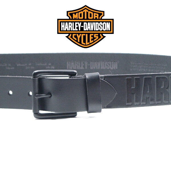 HARLEY-DAVIDSON【本革★公式ライセンス★型押しのブランドロゴ★フルグレインレザー】レザー ベルト【ブ..