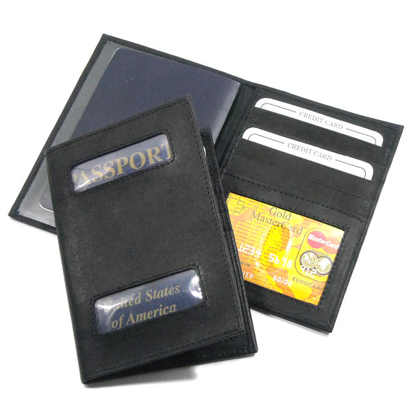 WILSONS LEATHER【本革★日本旅券対応★透明窓から即確認OK】レザー パスポートケース【ブラック 黒】新品 ウィルソンズレザー ブランド メンズ レ...