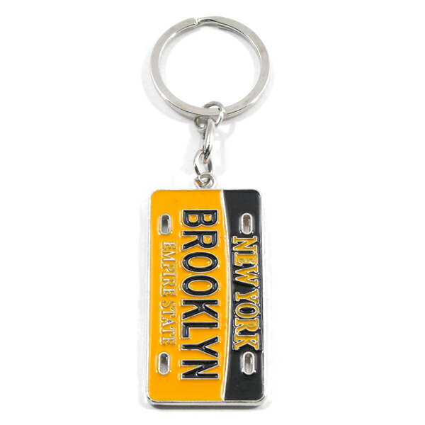 NO BRAND【マイナーチェンジ★両面あり★スチールのナンバープレート】BROOKLYN キーホルダー【イエロー/ブラック】新品 ノーブランド メンズ レディース 男女兼用 キーループ USA ブルックリン アメ車 イエローキャブアメリカ 輸入 雑貨 ヒップホップ 【NEW YORK買い付け】