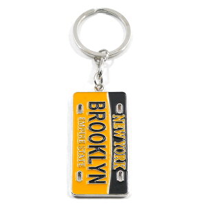 NO BRAND【マイナーチェンジ★両面あり★スチールのナンバープレート】BROOKLYN キーホルダー【イエロー/ブラック】新品 ノーブランド メンズ レディース 男女兼用 キーループ USA ブルックリン アメ車 イエローキャブアメリカ 輸入 雑貨 ヒップホップ 【NEW YORK買い付け】