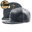 NEW ERA【訳あり★本革★シボレザー★デッドストック★59FIFTY】MLB NEW YORK YANKEES レザー ベースボールキャップ【ブラック 黒黒】新品 ニューエラ キャップ メンズ レディース 男女兼用 ニューヨークヤンキース メジャーリーグ ヒップホップ HIP HOP【NEW YORK買付】