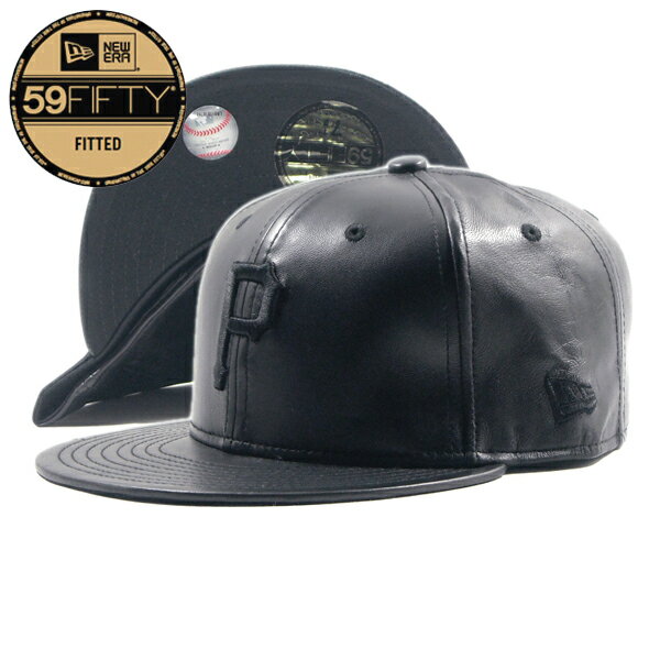 NEW ERA【本革★デッドストック★59FIFTY】MLB Pittsburgh Pirates レザー ベースボールキャップ【ブラック 黒黒】新品 ニューエラ キャップ メンズ レディース 男女兼用 ピッツバーグパイレーツ メジャーリーグ 野球 ヒップホップ ダンス 2000s HIP HOP【NEW YORK買い付け】