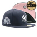 NEW ERA【ピンクバイザー★59FIFTY★通算27回のワールドシリーズ優勝サイドパッチ】MLB NEW YORK YANKEES ベースボールキャップ【ネイビー 紺】新品 ニューエラ キャップ メンズ レディース 男女兼用 ニューヨーク ヤンキース 野球 メジャーリーグ HIP HOP【NEW YORK買付け】