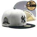 NEW ERA【59FIFTY★通算27回のワールドシリーズ優勝サイドパッチ】MLB NEW YORK YANKEES ベースボールキャップ【アイボリー/ブラッ...