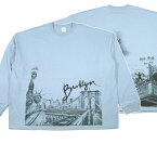 Slyder ORIGINAL【5.6oz★20周年記念モデル★両面プリント】Still diggin' NYC 長袖 Tシャツ【スモークブルー 淡青】新品 スライダー オリジナル メンズ Brooklyn Bridge 自由の女神 Apollo Theater ハーレム Yankee Stadium ヤンキース ヒップホップ ダンス HIP HOP